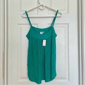 GAP Pleated Babydoll Cami Tank Top - Green - Small